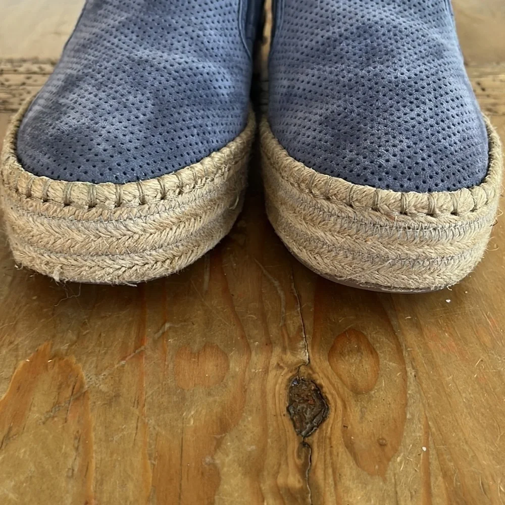 Tretorn Womens Emilia 3 Suede Blue Slip On Espadrille Sneakers Sea Blue 8.5
